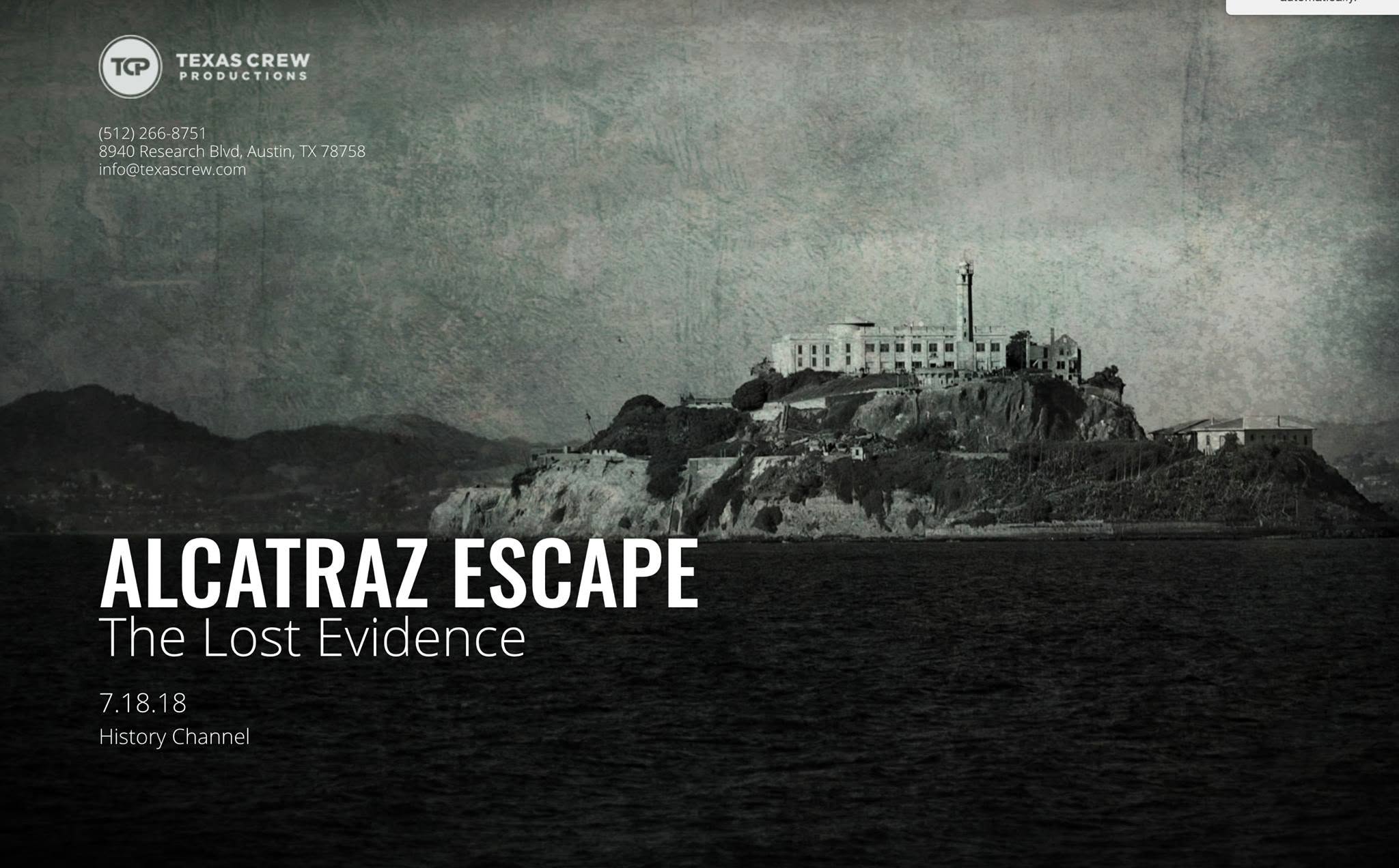 Key art for the Alcatraz lost evidence documentary special